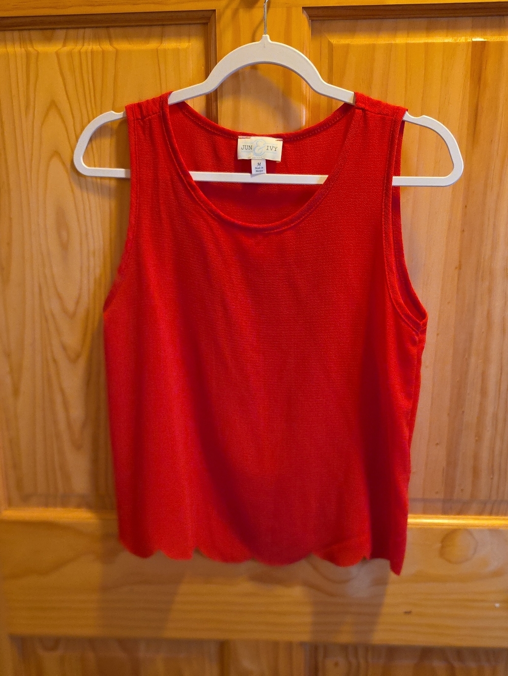 Red Scoop Neck Knit Tank Top